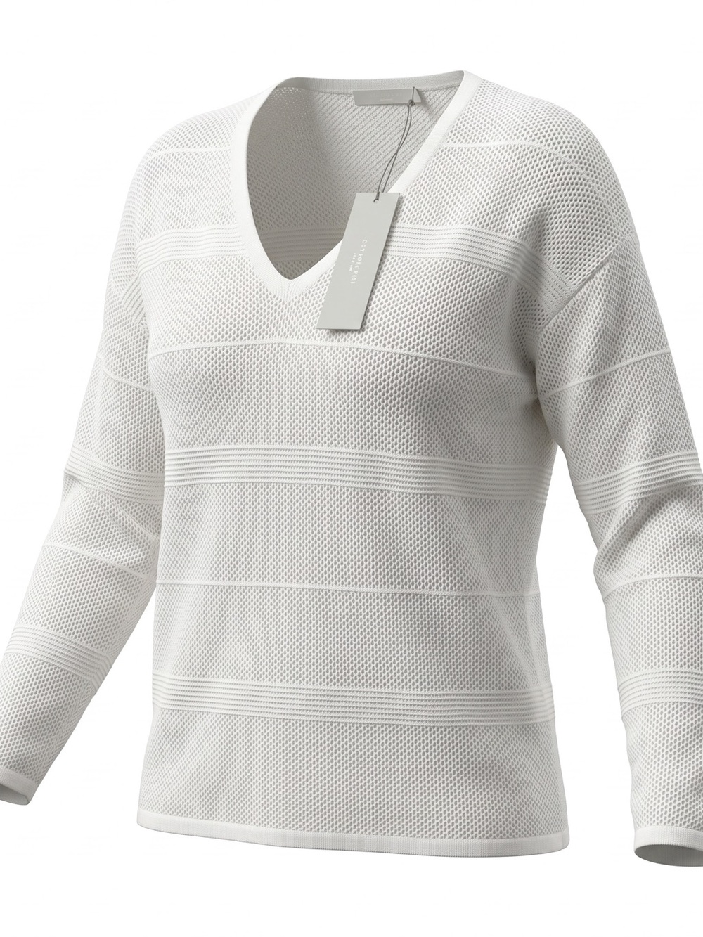 NEW: Designer Brand Lightweight Mesh Knit Pullover V-Neck Sweater in Off-White